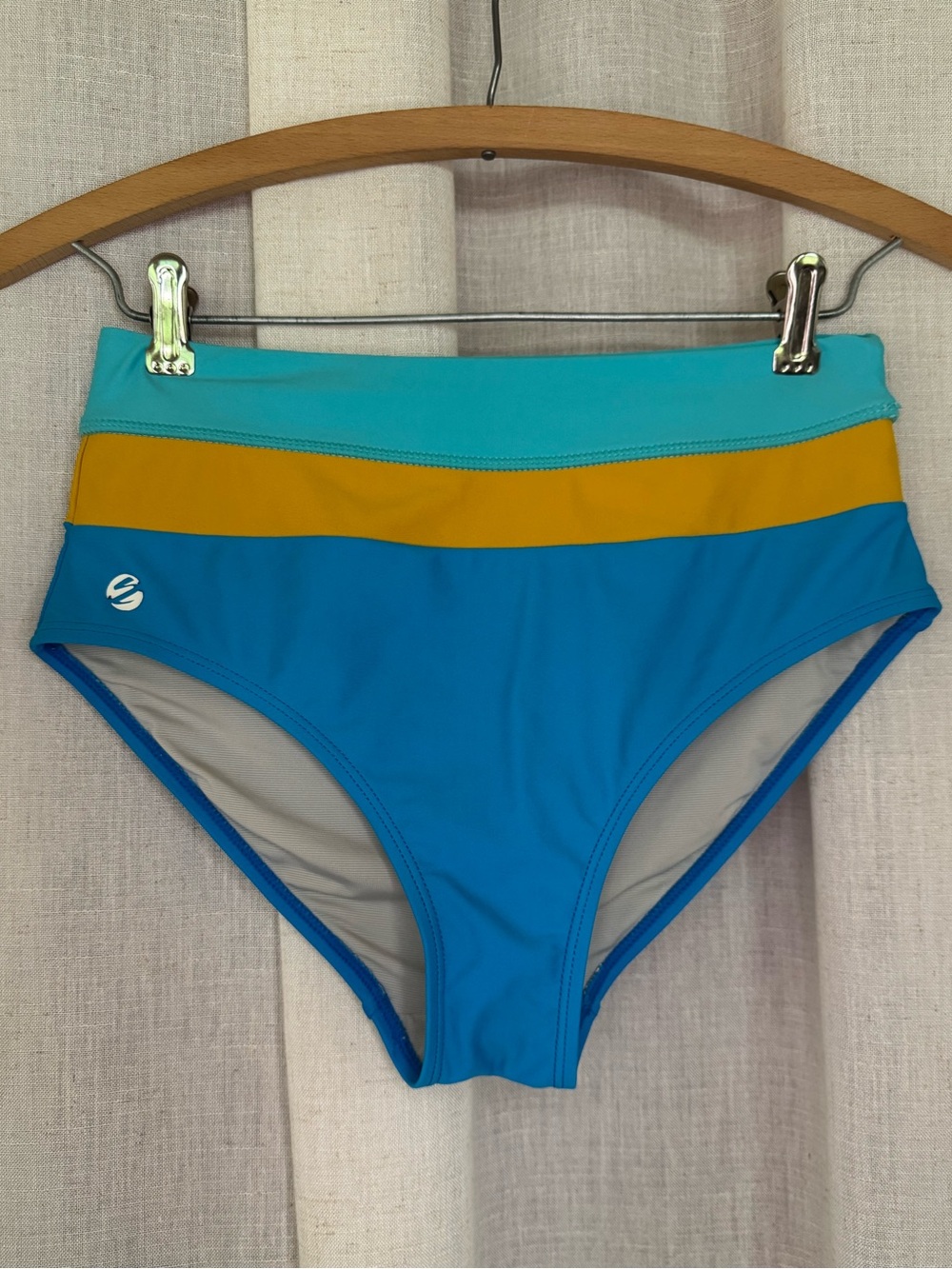 Nani Swim Blue, Gold & Teal High-Waist Women's Colorblock Bottoms